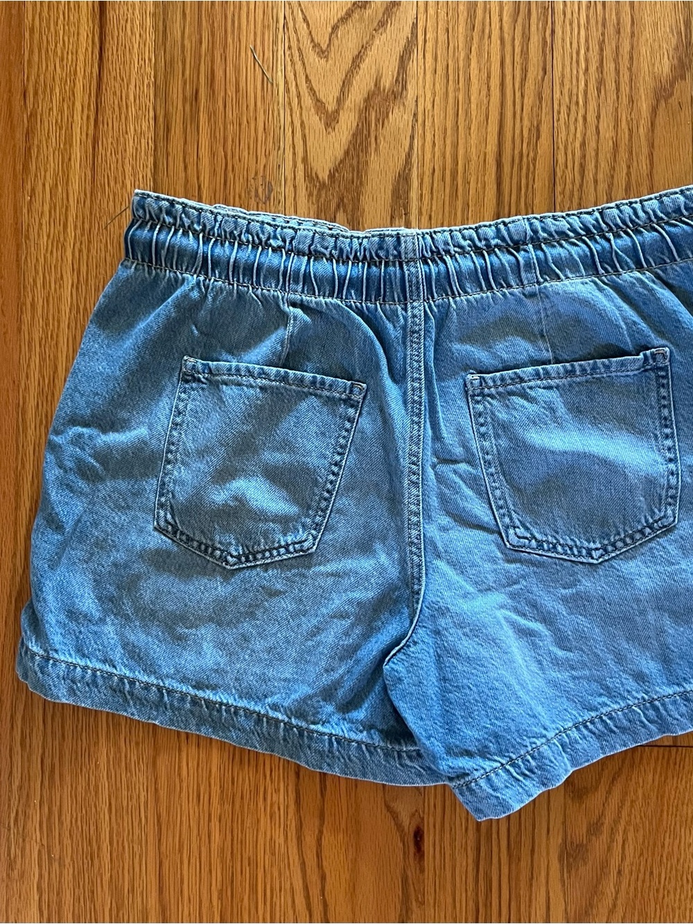 Maurices Light Blue Denim Drawstring Shorts - Picture 2 of 2